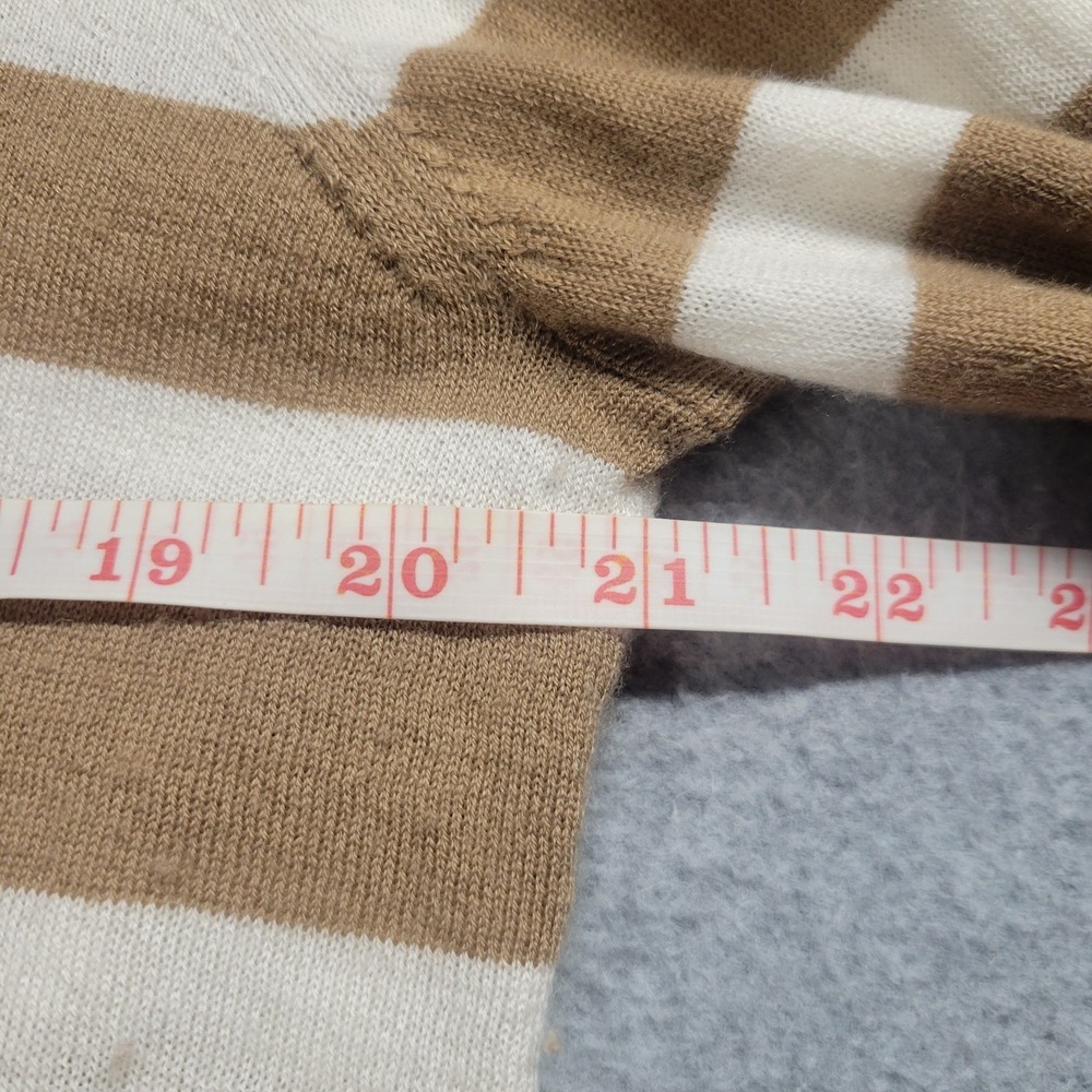 La Ligne New York Tan White Striped Cashmere Cardigan Sweater Women's Size XL - Picture 7 of 11
